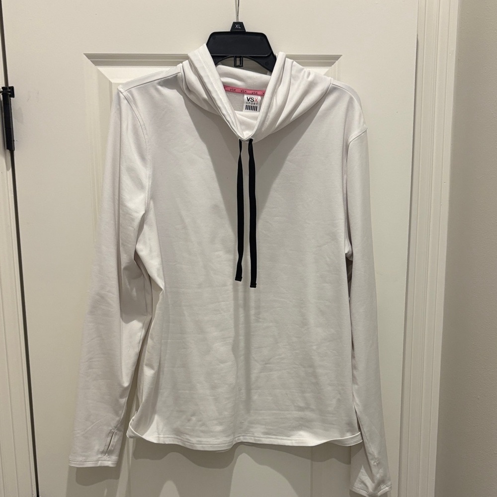 Victoria's Secret White Hoodie with Black Drawstrings